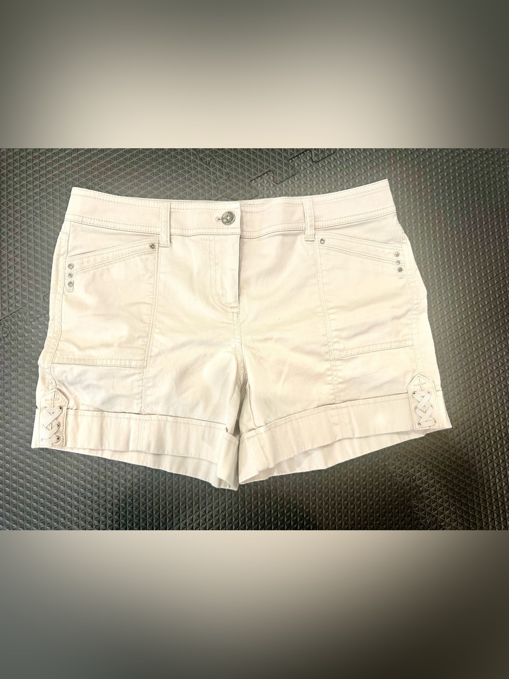 White House Black Market Cream Utility Shorts